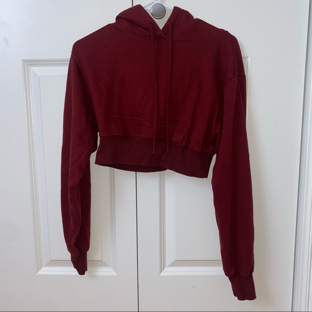 FASHION NOVA Burgundy cropped sweater size XS